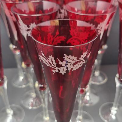 Stunning 11" Lenox Ruby Red Crystal Flutes (12)