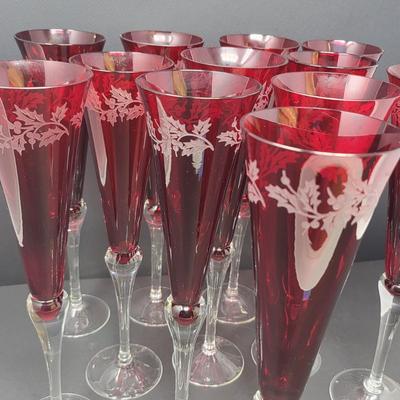Stunning 11" Lenox Ruby Red Crystal Flutes (12)