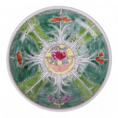 Custom Hand-Painted Bok Choy Cabbage Pattern Fruit Tray, Trinket Holder, or Centerpiece, Jingdezhen Porcelain
