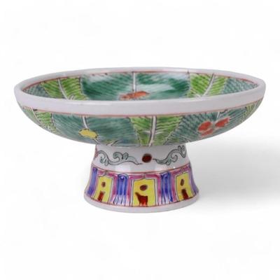 Custom Hand-Painted Bok Choy Cabbage Pattern Fruit Tray, Trinket Holder, or Centerpiece, Jingdezhen Porcelain