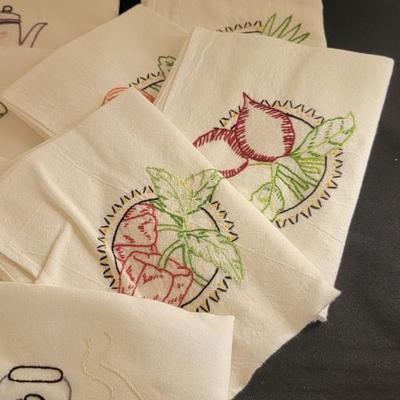 15 embroidered dish towels