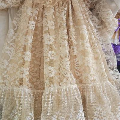 Vintage doll/child dresses, metal decorative mannequin