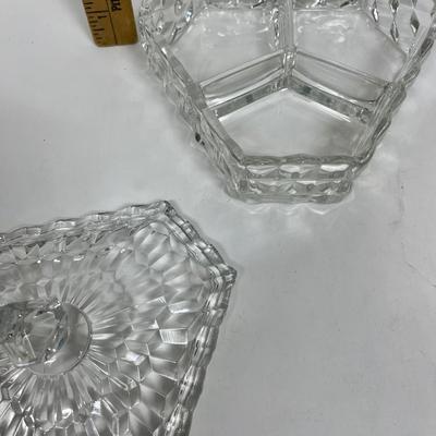Fostoria 3-Part Candy Dish with Lid American Clear