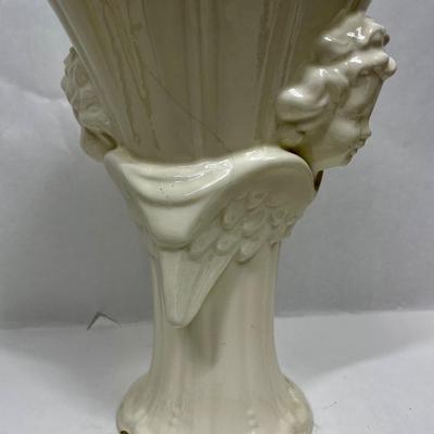 Cream Colored Ceramic Pottery Vase Angel Motif