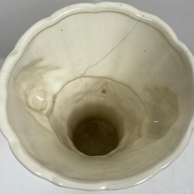 Cream Colored Ceramic Pottery Vase Angel Motif