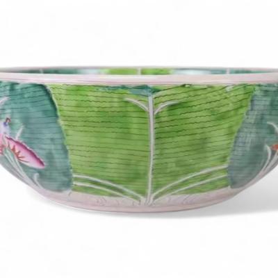 Custom Hand-Painted Chinese Bok Choy Cabbage Leaf Ceramic Sink Bowl, Wash Basin, Jingdezhen Porcelain, Unique Handcrafted Bathroom or...