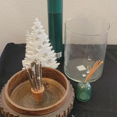 Vtg nut bowl, tree decor, more