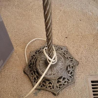 Vintage floor lamp oval embroidered shade