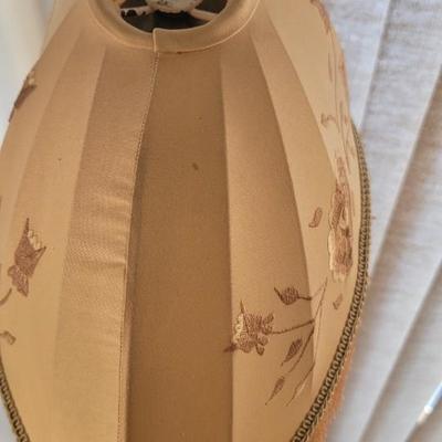 Vintage floor lamp oval embroidered shade