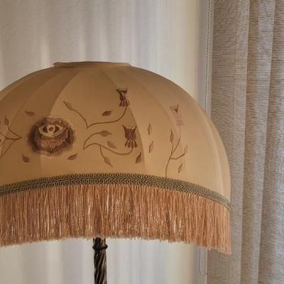 Vintage floor lamp oval embroidered shade
