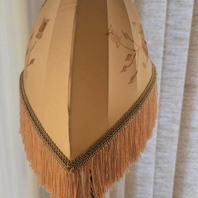 Vintage floor lamp oval embroidered shade