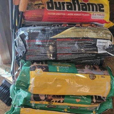 Duraflame logs, fireplace tools