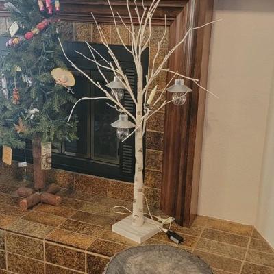 46" birch like tree lighted