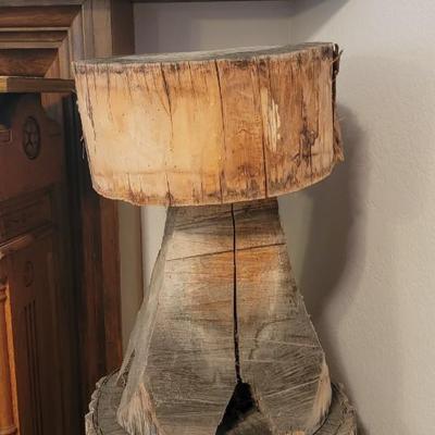 Two stump carved stools