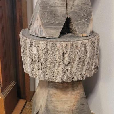 Two stump carved stools