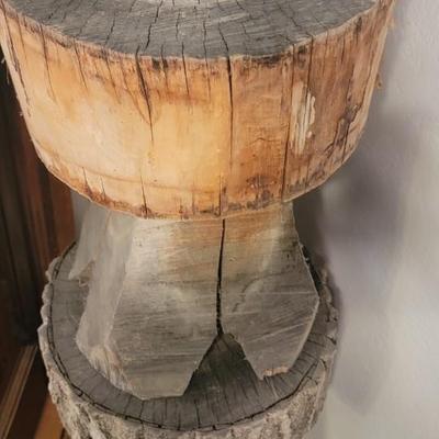 Two stump carved stools