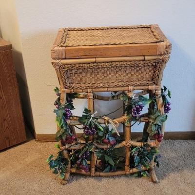 Wicker like side table with storage