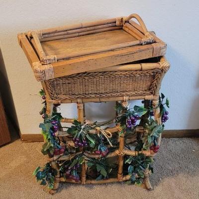 Wicker like side table with storage