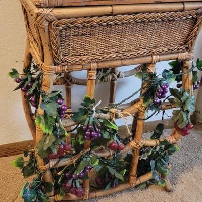 Wicker like side table with storage