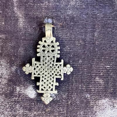 3 Vintage Framed Mounted Ethiopian Coptic Hand & Pendant Crosses