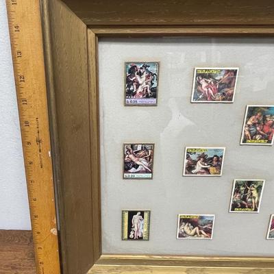 Framed and Mounted Paraguay Stamp Collection - Art Painting - Nude Women