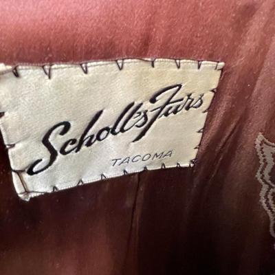 Vintage Fur Coat Jacket by Schooll's Furs of Tacoma Brown Mink
