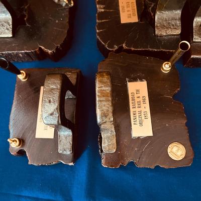 3 Pairs of Panama Railroad Original Rail & Tie 1853 - 1869 Bookends
