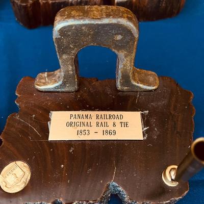 3 Pairs of Panama Railroad Original Rail & Tie 1853 - 1869 Bookends