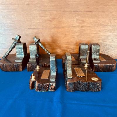 3 Pairs of Panama Railroad Original Rail & Tie 1853 - 1869 Bookends