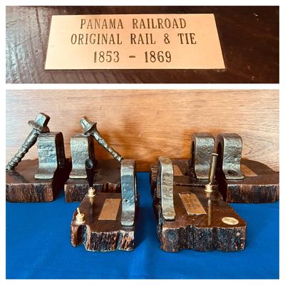 3 Pairs of Panama Railroad Original Rail & Tie 1853 - 1869 Bookends