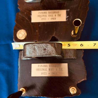3 Pairs of Panama Railroad Original Rail & Tie 1853 - 1869 Bookends