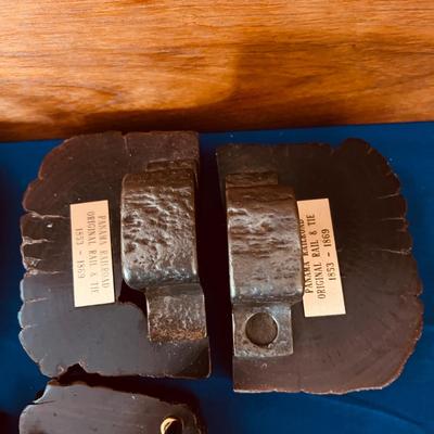 3 Pairs of Panama Railroad Original Rail & Tie 1853 - 1869 Bookends