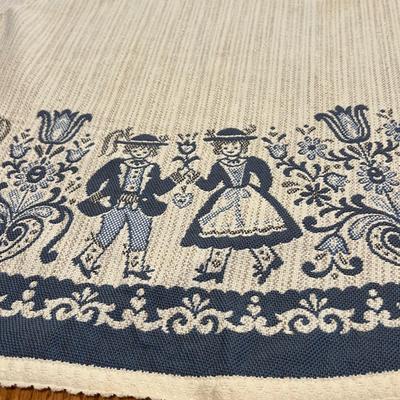 Vintage Austrian Halltex Woven Reversible Folk Tablecloths & Runners