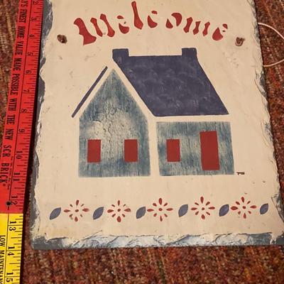 Hand Stenciled by Paula Savel welcome slate