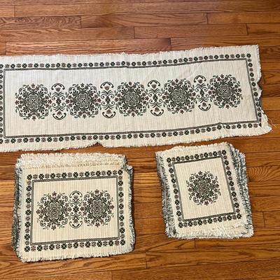 Vintage Austrian Halltex Woven Reversible Folk Lot - Tablecloths, Runners, Napkins, Placemats