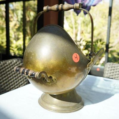Victorian Brass Coal Ash Helmet Style Scuttle
