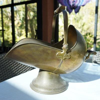 Victorian Brass Coal Ash Helmet Style Scuttle