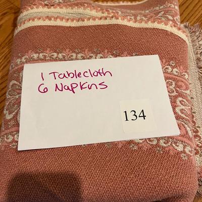 Vintage Austrian Halltex Woven Reversible Folk Tablecloth & Napkins