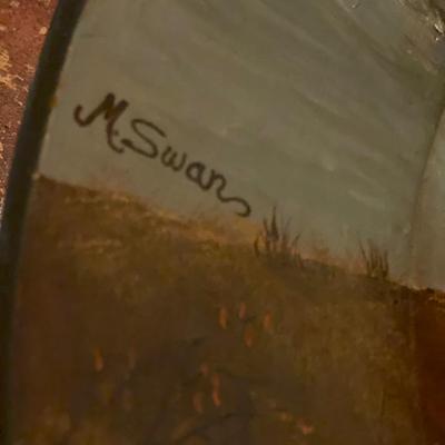 M. swan painted metal bowl