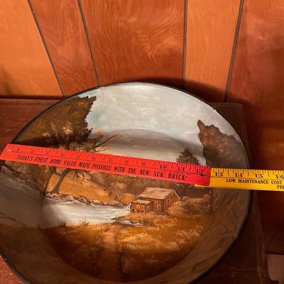 M. swan painted metal bowl