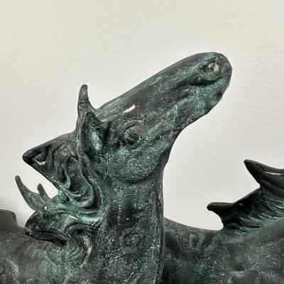 LOT 12L: Vintage Bronze Running Horses Statue