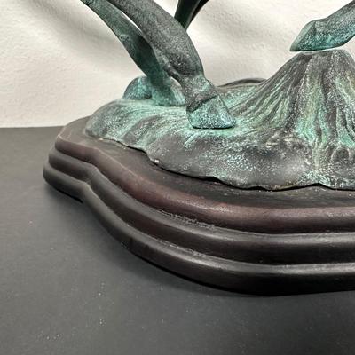 LOT 12L: Vintage Bronze Running Horses Statue