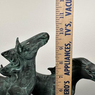 LOT 12L: Vintage Bronze Running Horses Statue