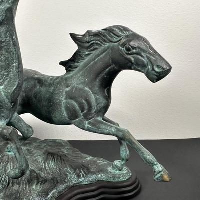 LOT 12L: Vintage Bronze Running Horses Statue
