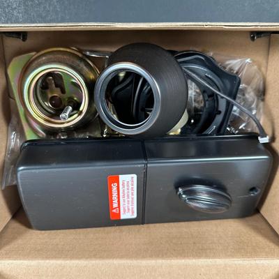 LOT 13L: 2 Chicago Electric Solar Shed Lights & 2 Amazon Basics Electric Keypad Deadbolts - NIP