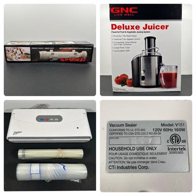 LOT 16L: GNC Deluxe Juicer, Ziplock Vacuum Sealer & More