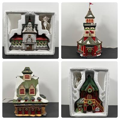 LOT 17L: Four Department 56 The Heritage Village Collection North Pole Series Porcelain Houses