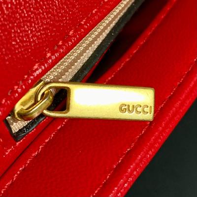 LOT 21 L: Gucci Red Marmont Matelase Shoulder Bag in Hibiscus Red Calfskin Leather w/ Suede Interior