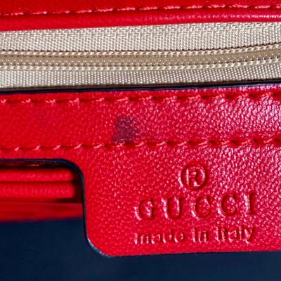 LOT 21 L: Gucci Red Marmont Matelase Shoulder Bag in Hibiscus Red Calfskin Leather w/ Suede Interior