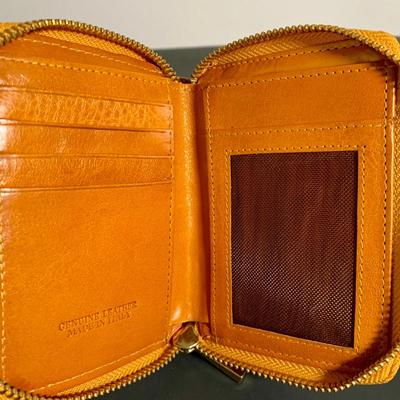 LOT 22 L: Valentina Italian Leather Card Wallet, Koba Pink Leather Cross Body Phone Bag, & Vince Camuto Canary Yellow Pebbled Leather...